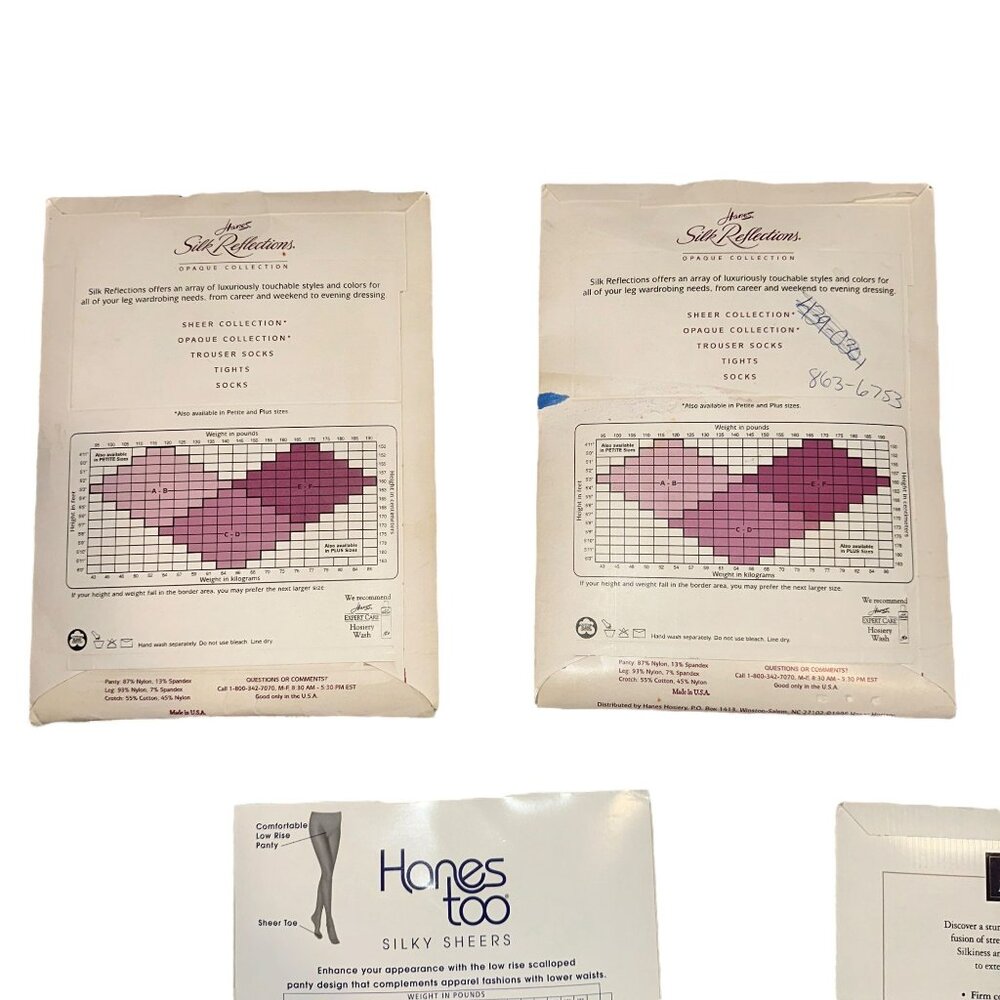 New Vtg Hanes Silk Refelcetions Womens Pantyhose Size CD Resilience Too 5 Pairs - Picture 7 of 10